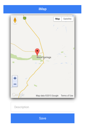 Map with marker visible in application