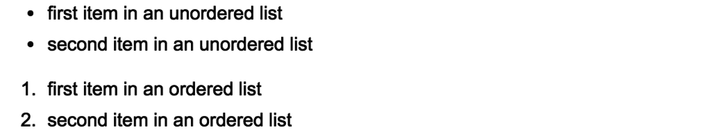 unordered and ordered lists