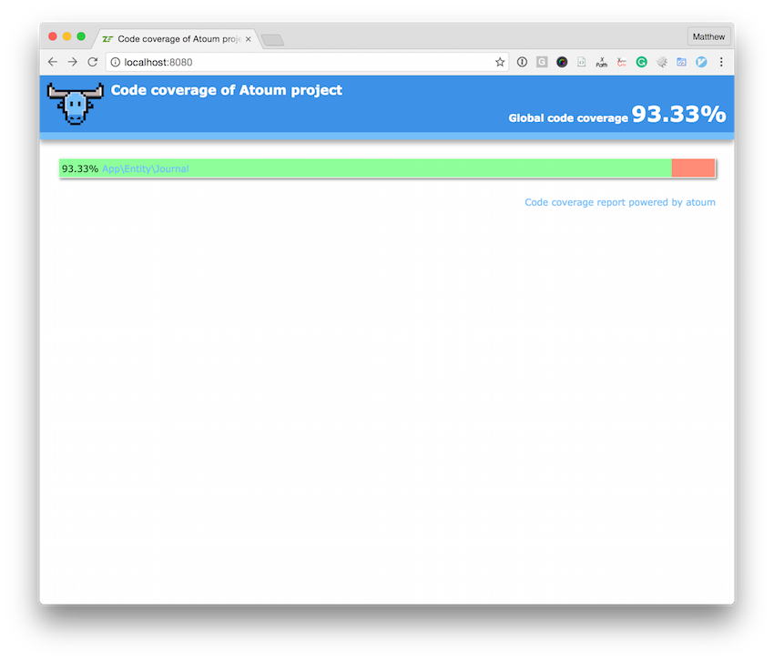 atoum’s HTML code coverage report