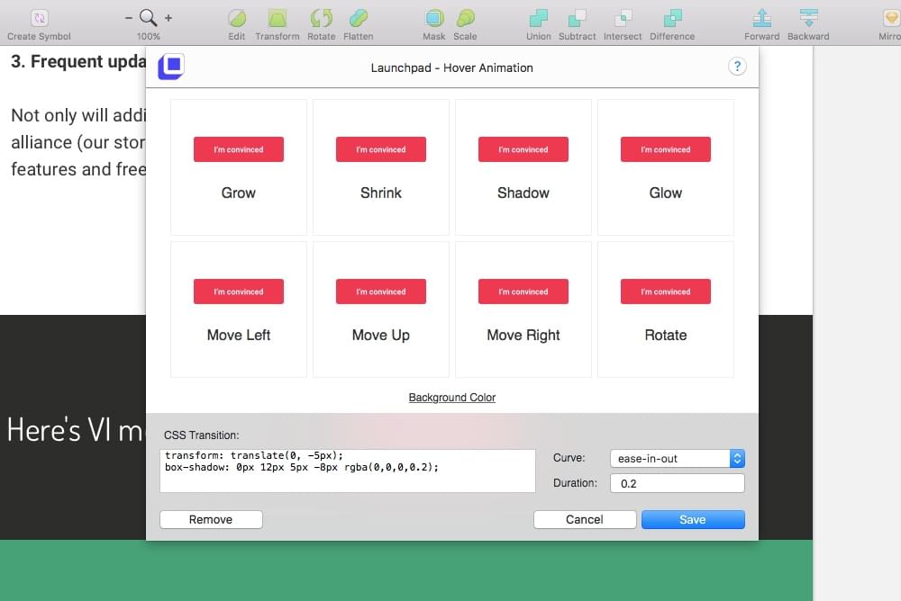 Create CSS transitions in Launchpad